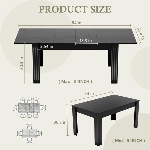 Expandable Dining Table 54"–84" | Seats 4–10 | Engineered Wood