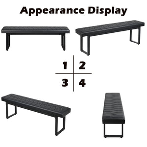 Padded Dining Bench Set of 2 – Faux Leather Upholstered Long Bench