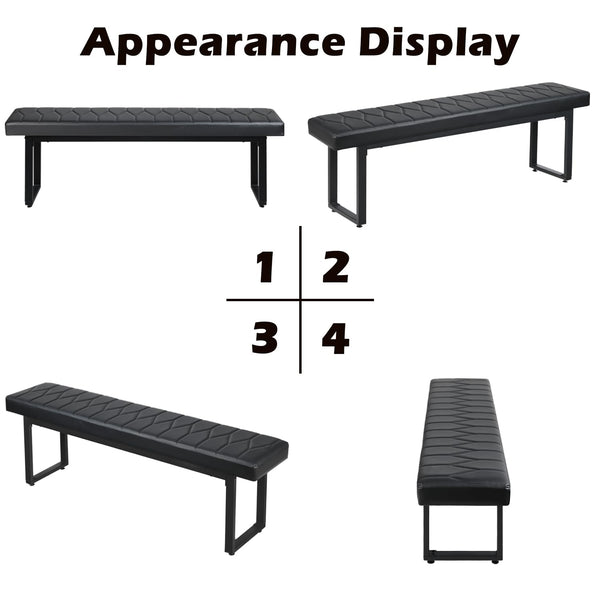 Padded Dining Bench Set of 2 – Faux Leather Upholstered Long Bench