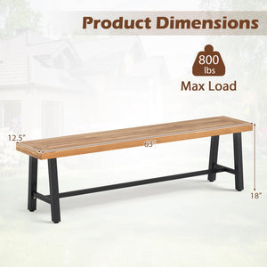 63-Inch Acacia Wood Outdoor Bench with Metal Legs
