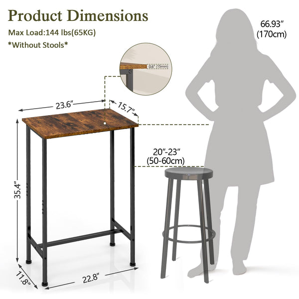 Compact Industrial Bar Height Table for Narrow Spaces