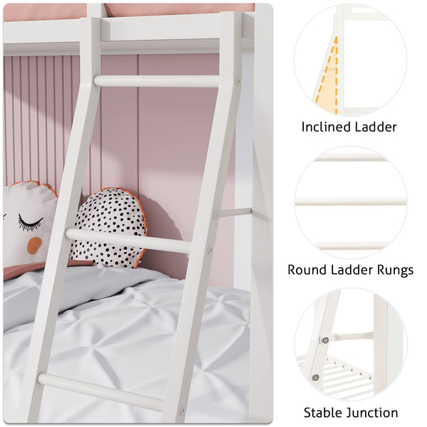 Twin Over Twin Metal Bunk Bed with Ladder & Guardrail