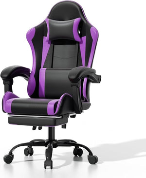 Ergonomic Gaming Chair with Footrest, Headrest & Lumbar Support