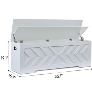 55-Inch Storage Bench with Safety Hinges