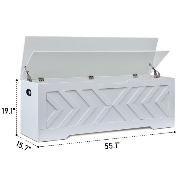 55-Inch Storage Bench with Safety Hinges
