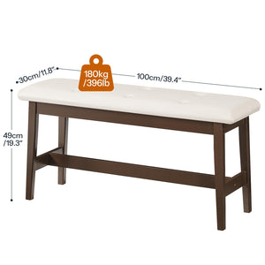 Bamboo Dining Bench with Upholstered PU Leather Seat