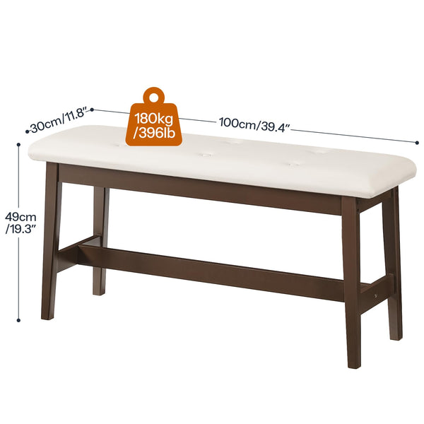 Bamboo Dining Bench with Upholstered PU Leather Seat