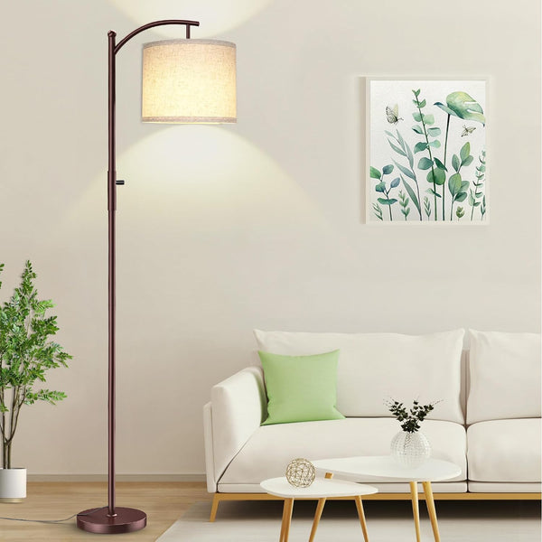 Dimmable Arc Floor Lamp with Linen Shade