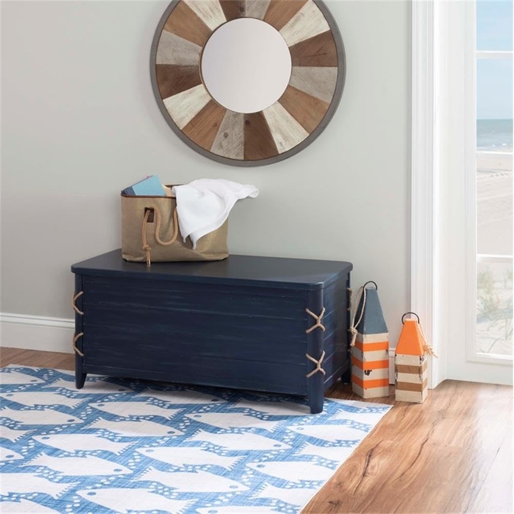 Wood Rope Storage Chest with Cedar Lining – Blue