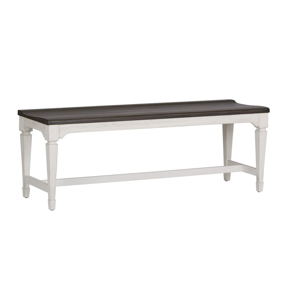 Wood Seat Dining Bench – White with Charcoal Top