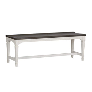 Wood Seat Dining Bench – White with Charcoal Top
