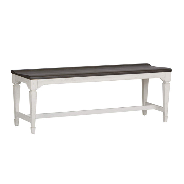 Wood Seat Dining Bench – White with Charcoal Top