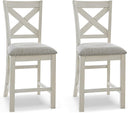 Counter Height Bar Stools Set of 2 – Upholstered Wood Frame