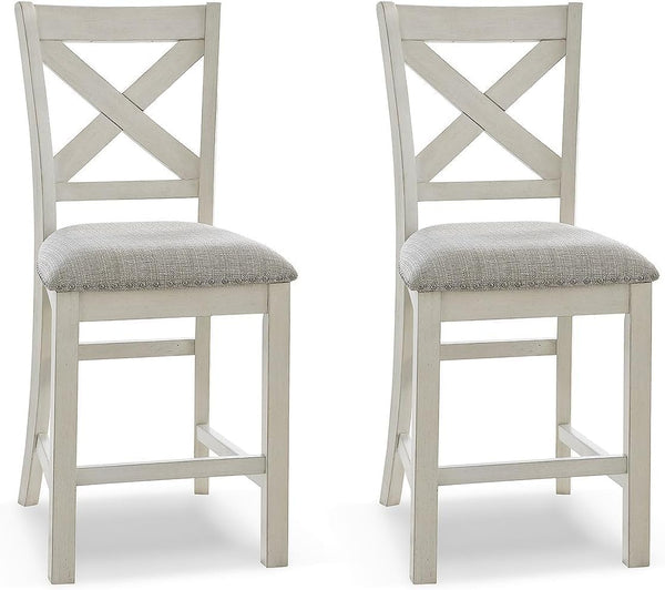 Counter Height Bar Stools Set of 2 – Upholstered Wood Frame