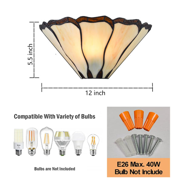 Tiffany Wall Sconce Stained Glass Hardwired – Mission Style