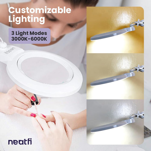 XL Bifocal LED Magnifying Lamp with Adjustable Arm & Clamp