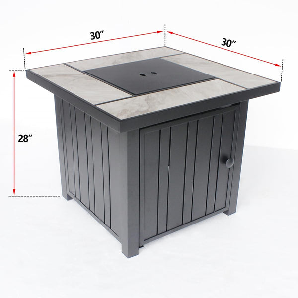 Rectangular Propane Fire Pit Table with Ceramic Tabletop