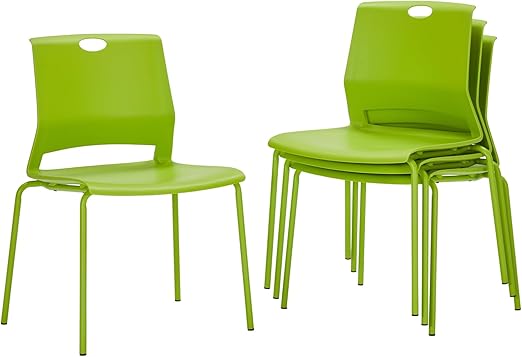 Stackable Chairs Set of 4 with Metal Frame