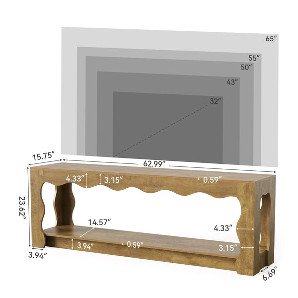 65-Inch TV Stand with Storage Cabinets & Open Shelf