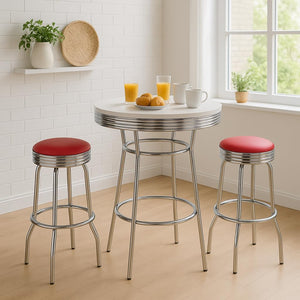 Retro Chrome 3-Piece Pub Bar Set