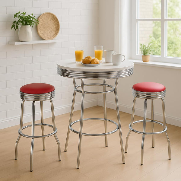 Retro Chrome 3-Piece Pub Bar Set