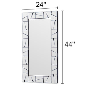 Large Rectangular Beveled Wall Mirror with Uneven Glass Frame