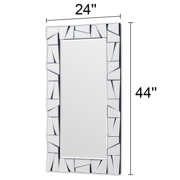 Large Rectangular Beveled Wall Mirror with Uneven Glass Frame