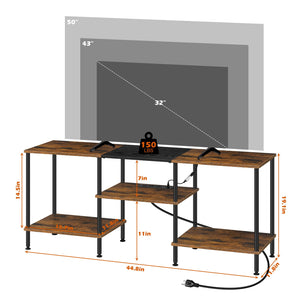 TV Stand with LED Lights & Power Outlets – 3-Tier Entertainment Center for 50" TVs