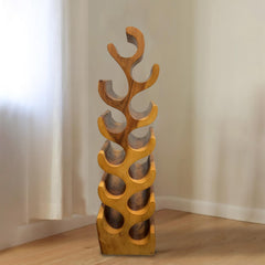 Acacia Wood 12-Bottle Wine Rack – Floor Standing Rustic Bottle Holder