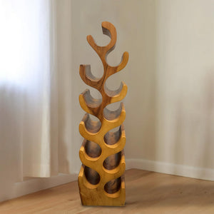 Acacia Wood 12-Bottle Wine Rack – Floor Standing Rustic Bottle Holder