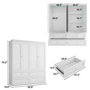 4-Door Armoire Wardrobe with Drawers