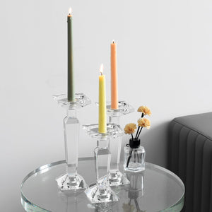 Crystal Candelabra Set — Dual-Purpose Pillar & Taper Candle Holder