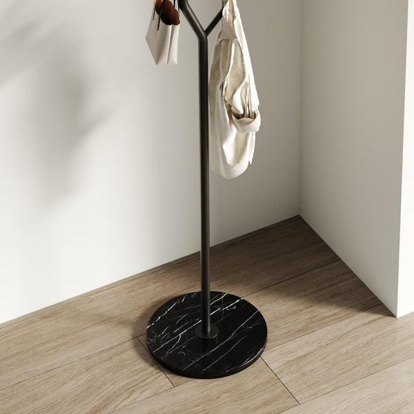 Freestanding Tree Branch Coat Rack with Marble Base & 6 Hooks