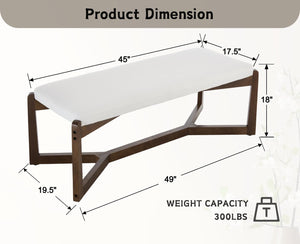 49-Inch Upholstered Entryway Bench with Solid Wood Frame