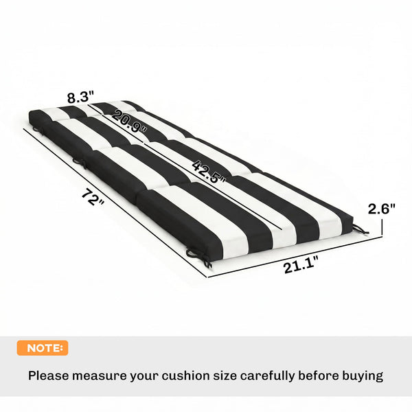 Outdoor Chaise Lounge Cushions Set of 2 with High-Density Foam, Water-Repellent & UV-Resistant