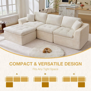 Modular L-Shape Sectional Sofa with Ottoman | Cloud Foam Couch