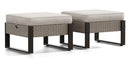 PE Rattan Outdoor Ottoman Set with Removable Cushions