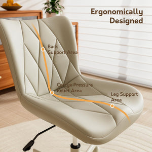 Armless Adjustable Desk Chair – PU Leather, Memory Foam Seat