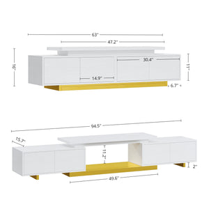 Extendable TV Stand with LED Lights & Charging Station