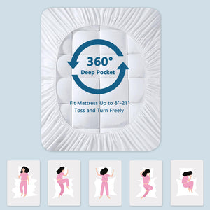 Bamboo Viscose Mattress Topper with Deep Pocket & Pillow Top Fill