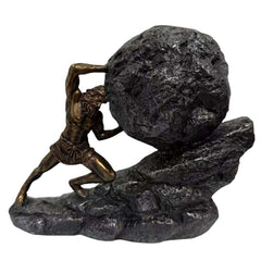 Sisyphus Rolling Boulder Greek Mythology Resin Sculpture