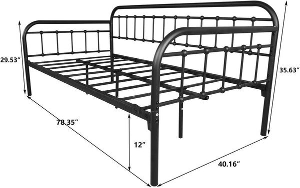 Twin Metal Daybed Frame with Sofa Bed Conversion