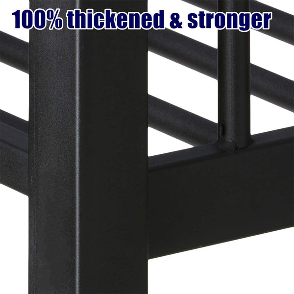Heavy Duty Metal Bunk Bed with Guardrails & Ladder