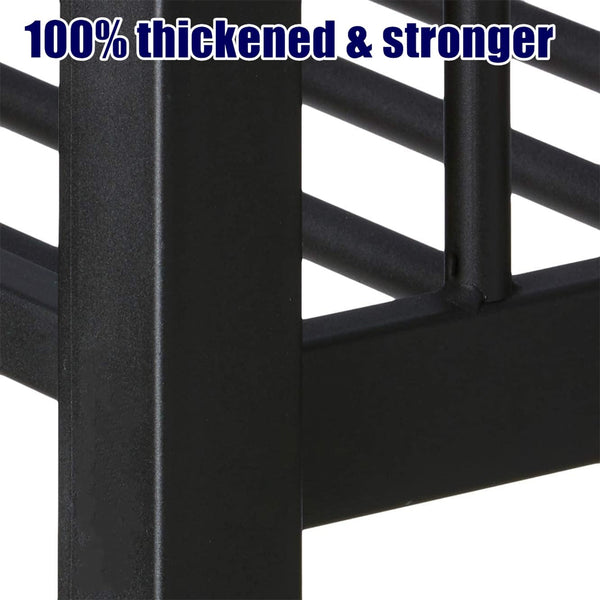 Heavy Duty Metal Bunk Bed with Guardrails & Ladder