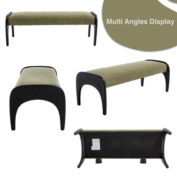 Modern Upholstered Ottoman Bench with Solid Wood Legs