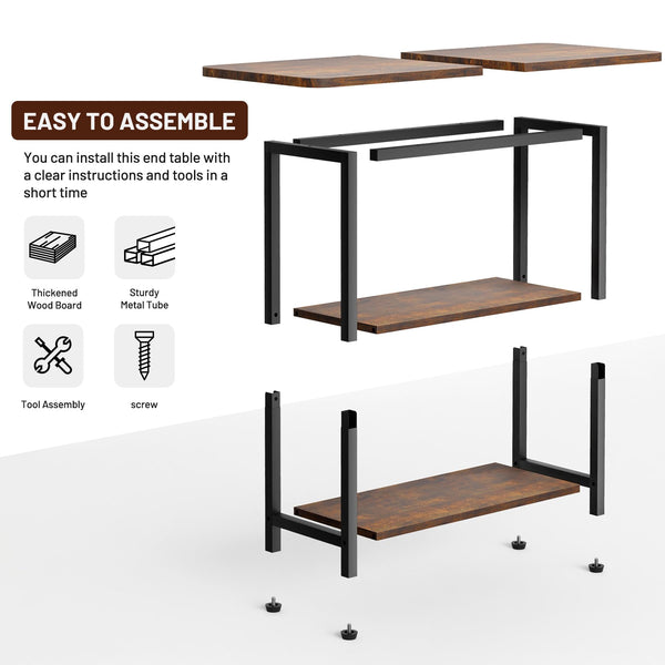 3-Tier Narrow Side Table with Storage – Industrial End Table for Living Room & Bedroom