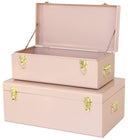 Metal Storage Trunk Set of 2 with Locking Clasps