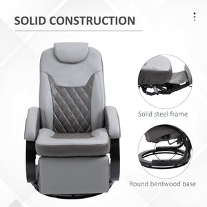Grey Swivel Recliner Chair with Footrest