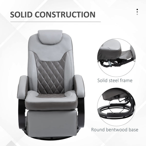 Grey Swivel Recliner Chair with Footrest