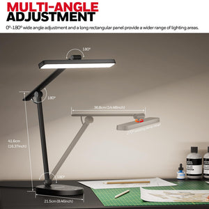 Full-Spectrum LED Desk Lamp with Auto-Dimming, 60-Min Timer & 4-Axis Adjustable Arm